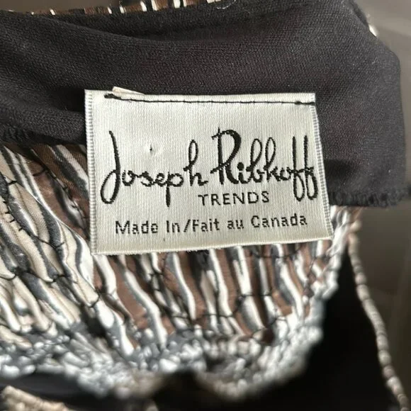 Joseph Ribkoff Jacket Women's Black Brown Trends Textured Zip Up 3/4 Sleeves - Picture 7 of 7